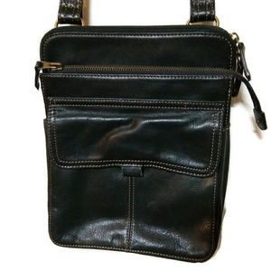 Fossil Black Leather Crossbody Bag
